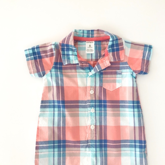 Carter's Plaid Collared Romper - Picture 2 of 7